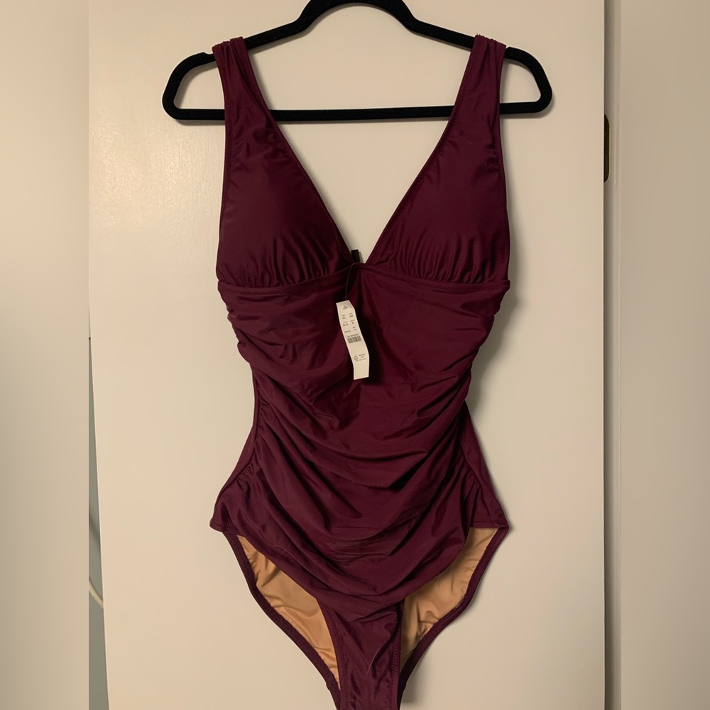 J Crew - long torso Rushed V-Neck one piece bathing suit - NWT